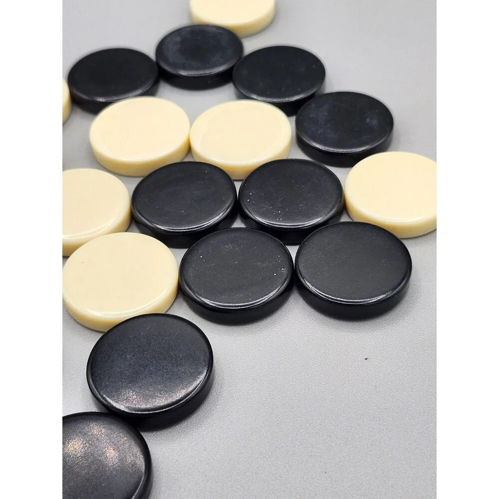 Vintage Lot of 29 Backgammon Chips Lot White Cream & Black 3/4